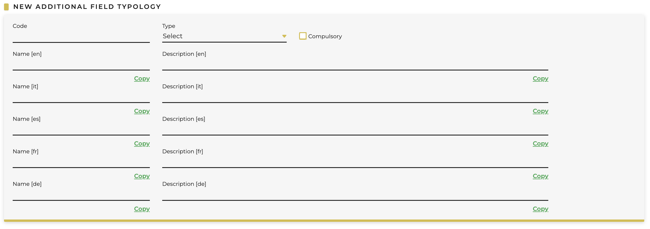 new add field typology